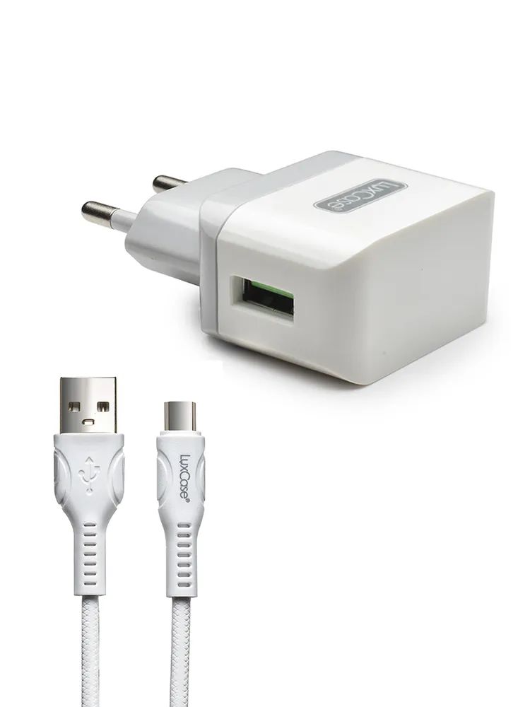 Кабель LuxCase 98310 1 USB 1А + кабель Type-C 1м TPE 2A (белый)
