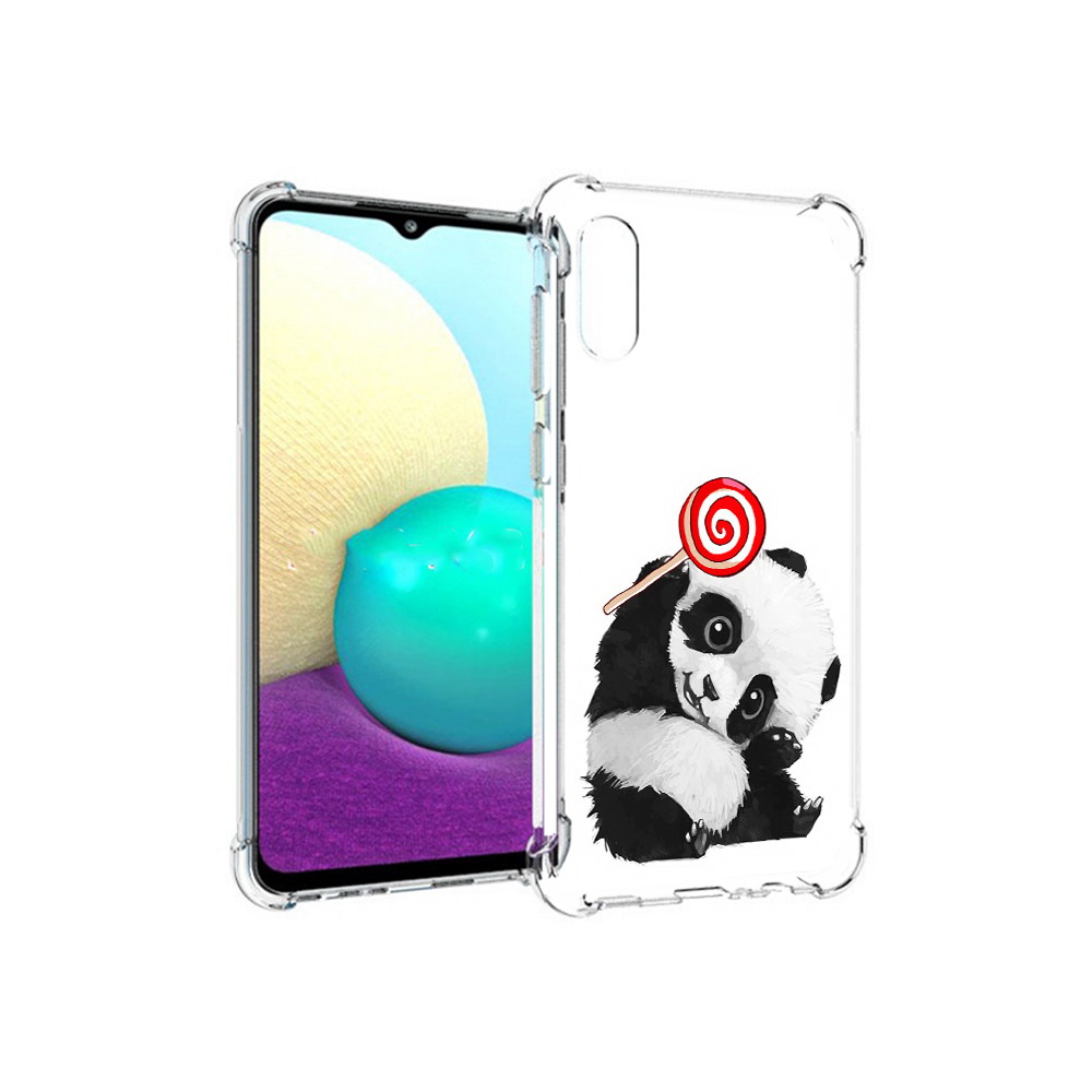 

Чехол MyPads Tocco для Samsung Galaxy M02 панда с леденцом (PT157689.478.534), Прозрачный, Tocco