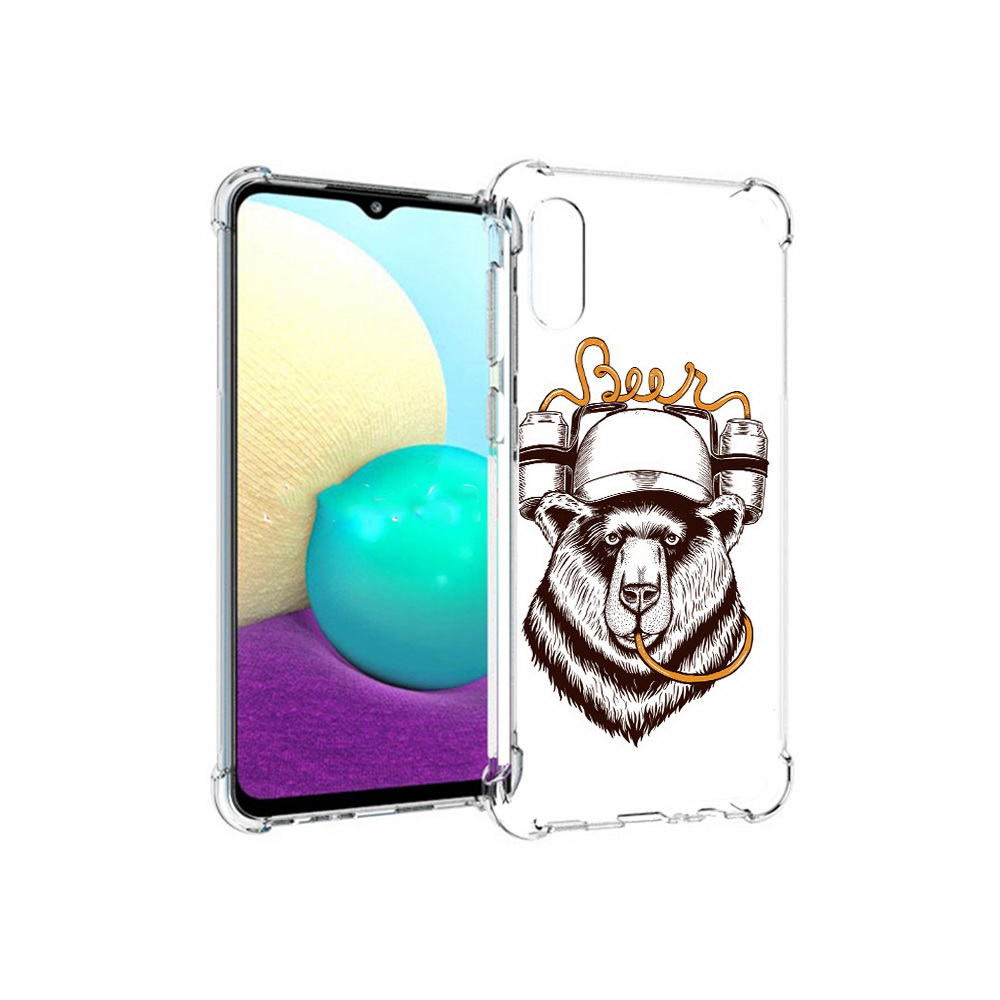 

Чехол MyPads Tocco для Samsung Galaxy M02 пивной медведь (PT157689.478.538), Прозрачный, Tocco