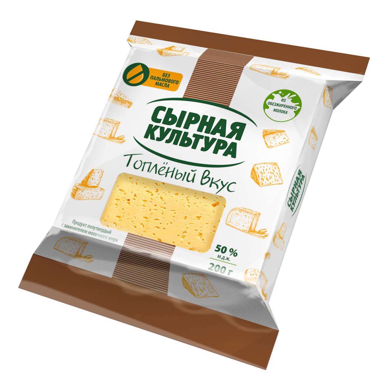 

Сырный продукт полутвердый Сырная культура Топленый вкус 50% сзмж 200 г