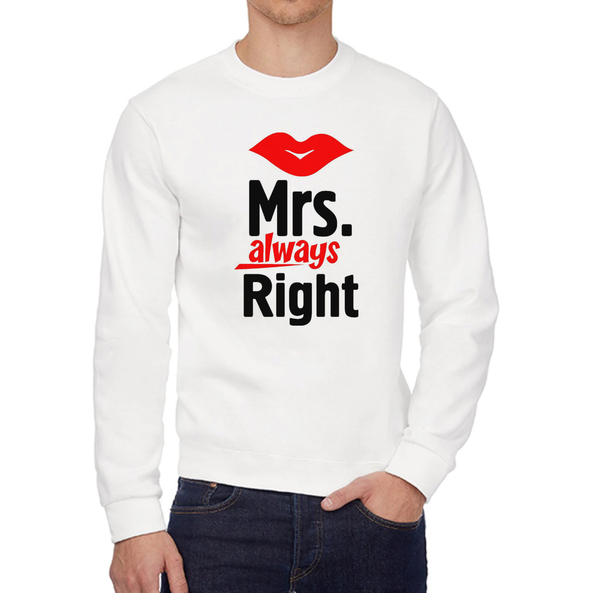 

Свитшот женский CoolPodarok Mrs always right Миссис всегда права белый 42 RU, W0113916