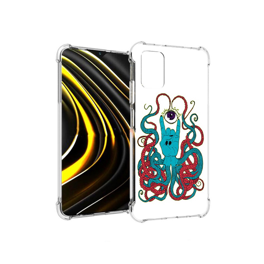 

Чехол MyPads Tocco для Xiaomi Poco M3 осьминог-рука абстракция (PT156204.280.530), Прозрачный, Tocco