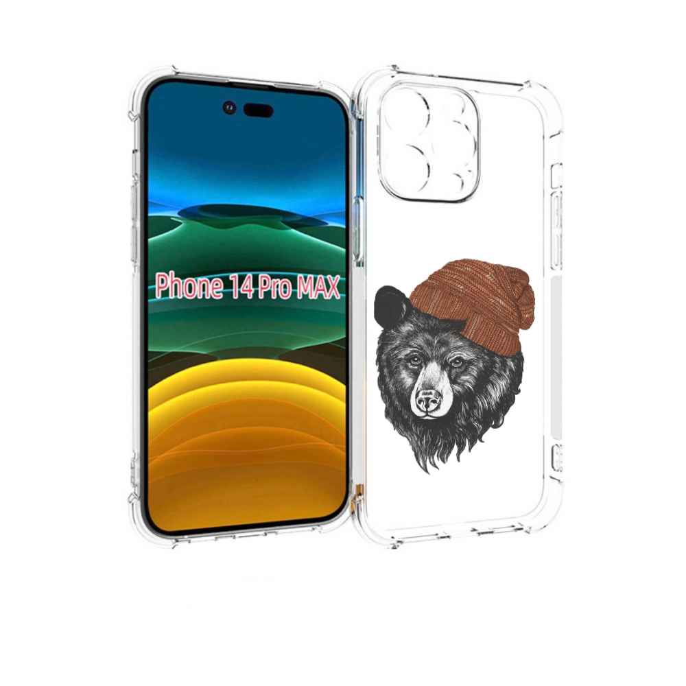 

Чехол MyPads Медведь в шапке 2 для iPhone 14 Pro Max, Прозрачный, Tocco
