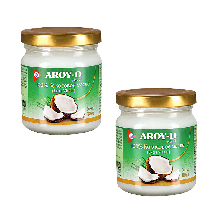 Масло 100% кокосовое Aroy-D (extra virgin) (2 шт. по 180 мл)