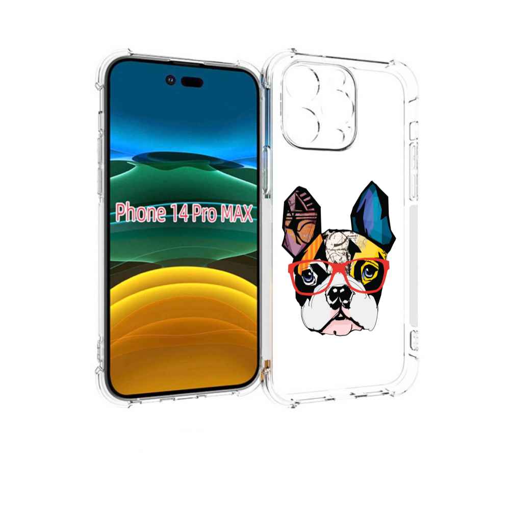 

Чехол MyPads Мопс-в-очках для iPhone 14 Pro Max, Прозрачный, Tocco