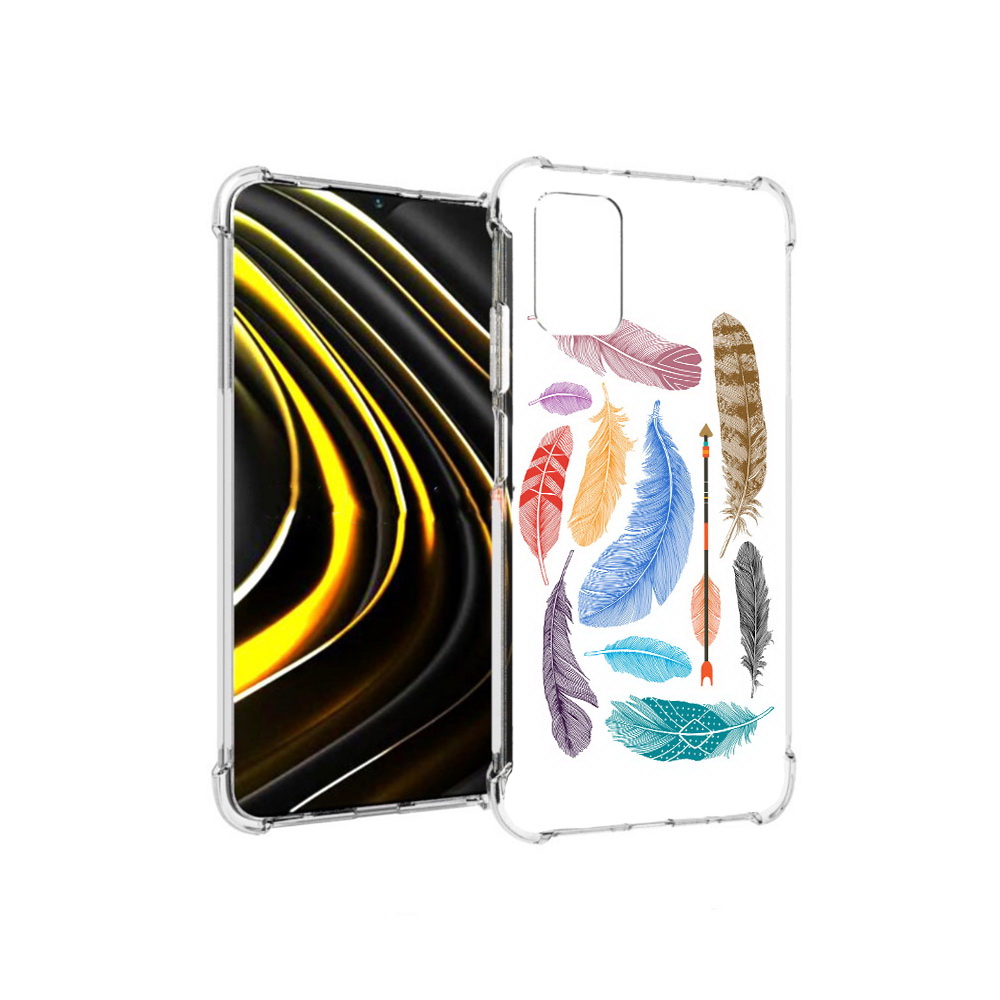 

Чехол MyPads Tocco для Xiaomi Poco M3 разноцветные перья (PT156204.280.572), Прозрачный, Tocco