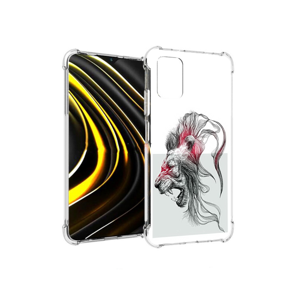 

Чехол MyPads Tocco для Xiaomi Poco M3 разъяренный лев (PT156204.280.576), Прозрачный, Tocco