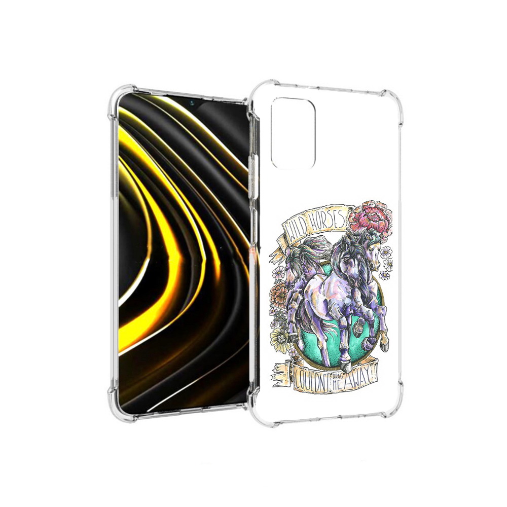 

Чехол MyPads Tocco для Xiaomi Poco M3 рисунок коней в цветах (PT156204.280.582), Прозрачный, Tocco