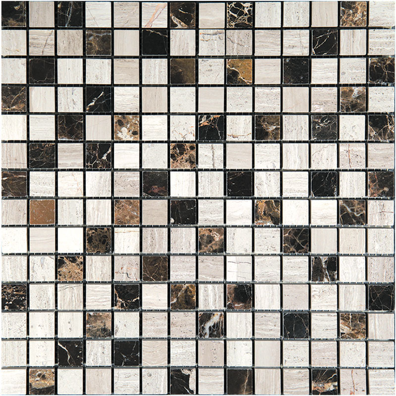 фото Мраморная мозаика natural mix бежевый коричневый квадрат mt-22-20p