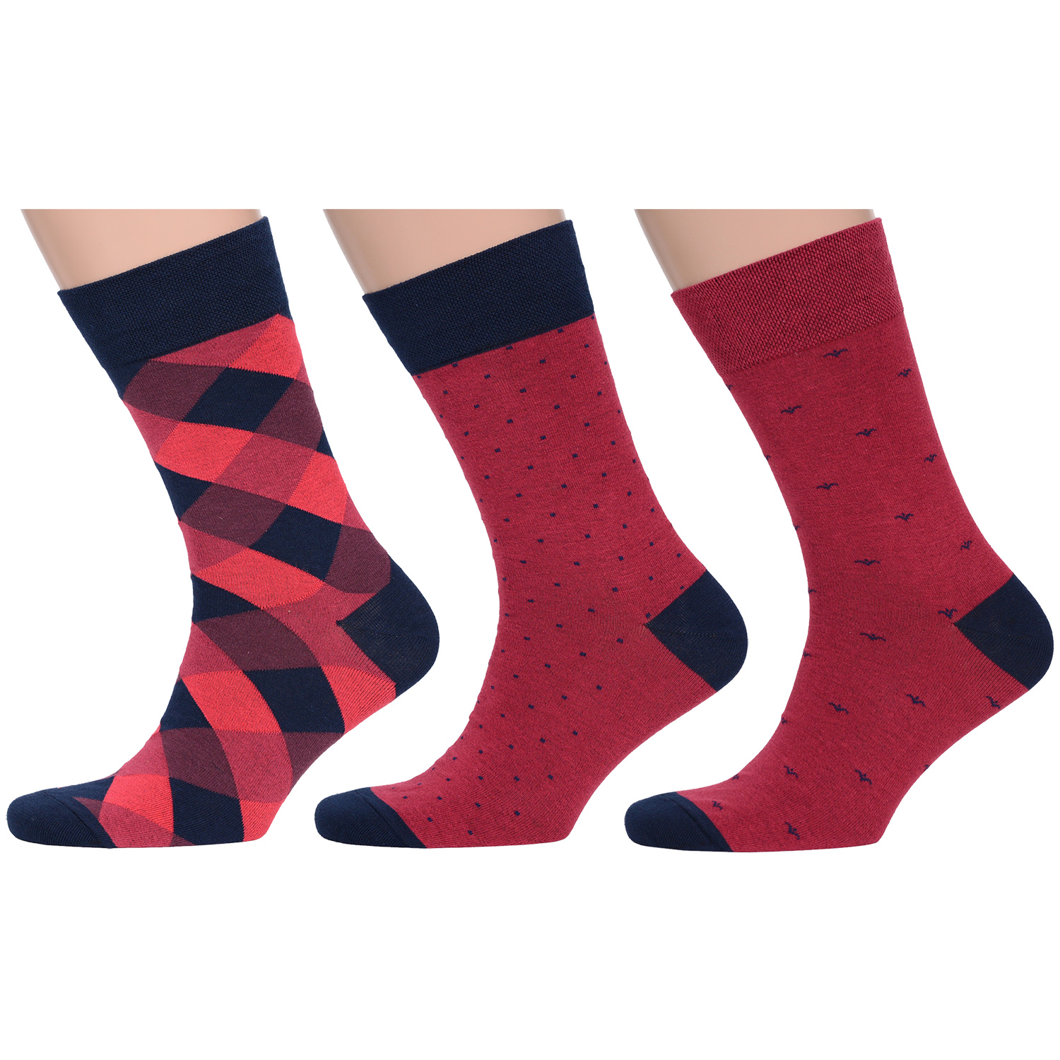 

Комплект носков мужских MoscowSocksClub msk3-М34 синих; красных 27, Синий;красный, msk3-М34