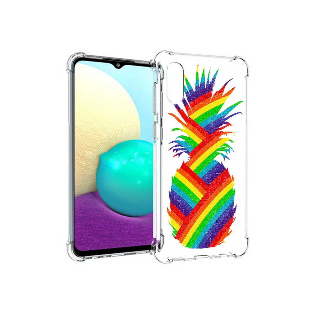 

Чехол MyPads Tocco для Samsung Galaxy M02 радужный ананас (PT157689.478.566), Прозрачный, Tocco