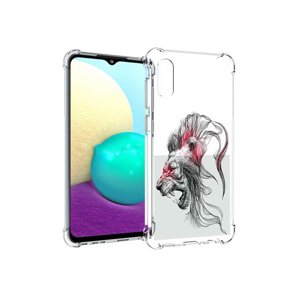 

Чехол MyPads Tocco для Samsung Galaxy M02 разъяренный лев (PT157689.478.576), Прозрачный, Tocco