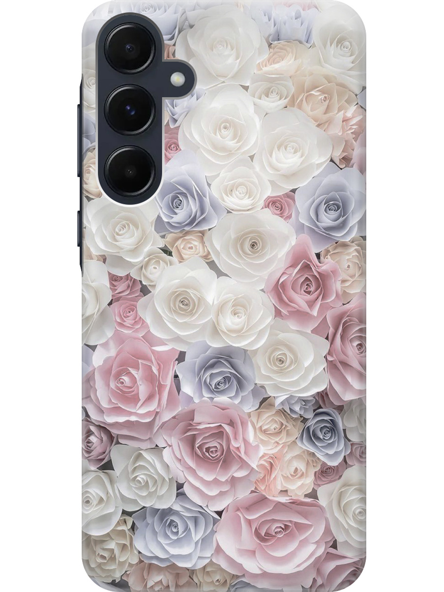 

Силиконовый чехол на Samsung Galaxy A55 с рисунком "Пастельные розы", Белый;розовый;серый, 20012126
