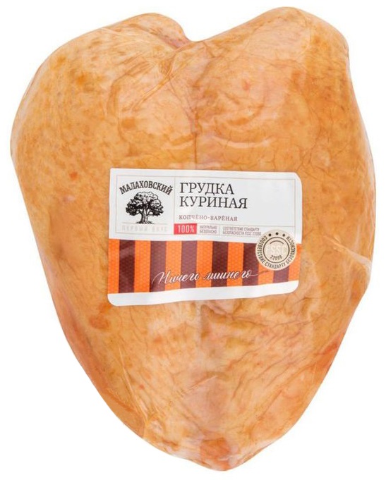 

Грудка куриная Малаховский Мясокомбинат копчено-вареная +-1 кг