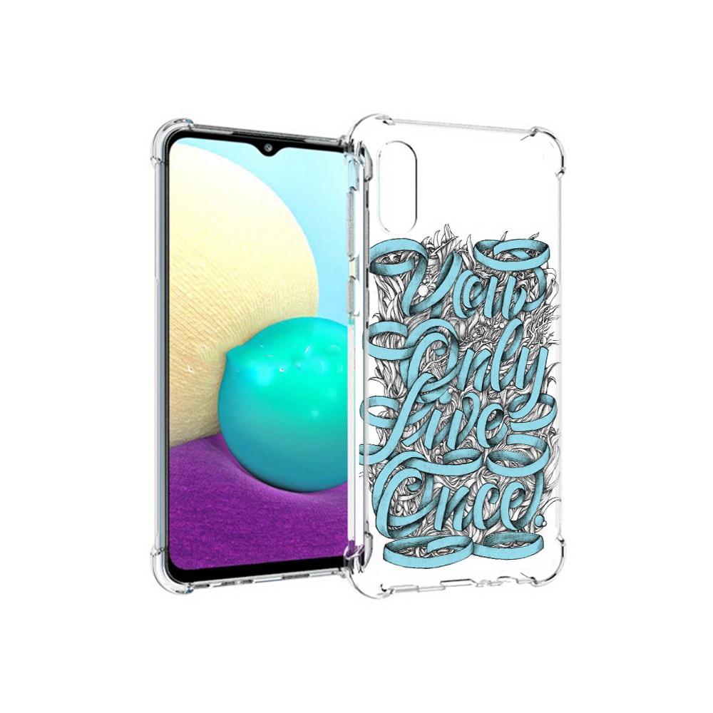 Чехол MyPads Tocco для Samsung Galaxy M02 слова из ленты абстракция (PT157689.478.607)