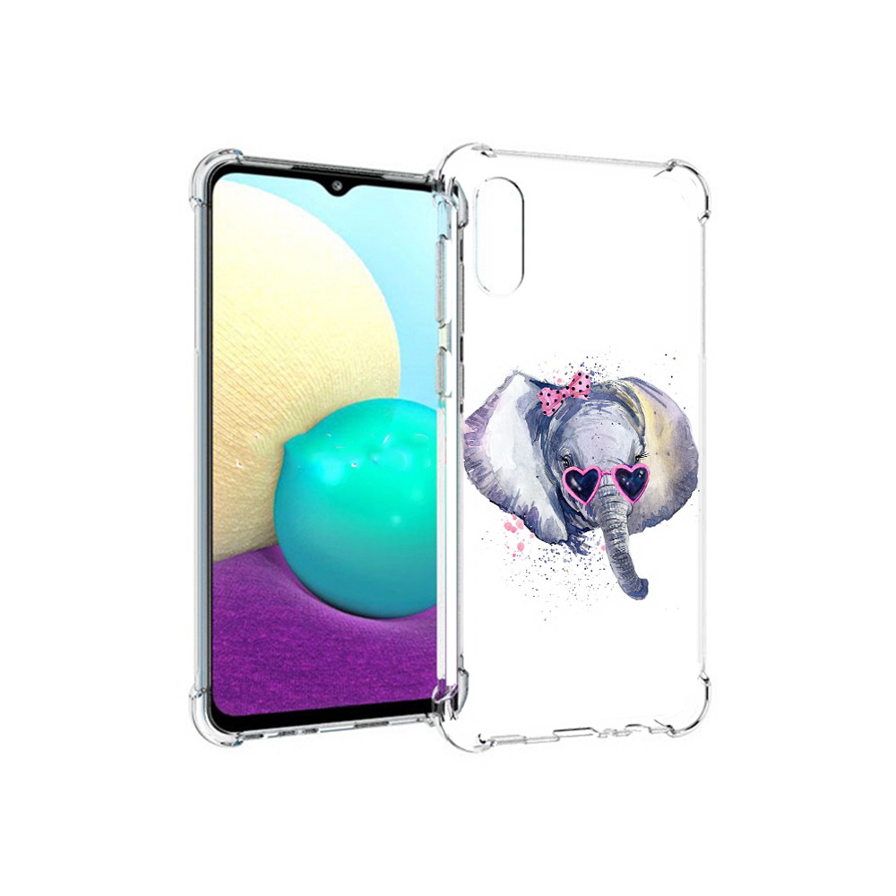 

Чехол MyPads Tocco для Samsung Galaxy M02 слоник в очках (PT157689.478.608), Прозрачный, Tocco