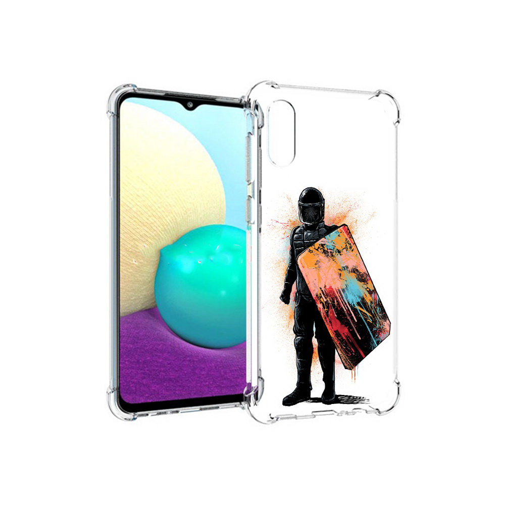 

Чехол MyPads Tocco для Samsung Galaxy M02 солдат с красочным щитом (PT157689.478.614), Прозрачный, Tocco