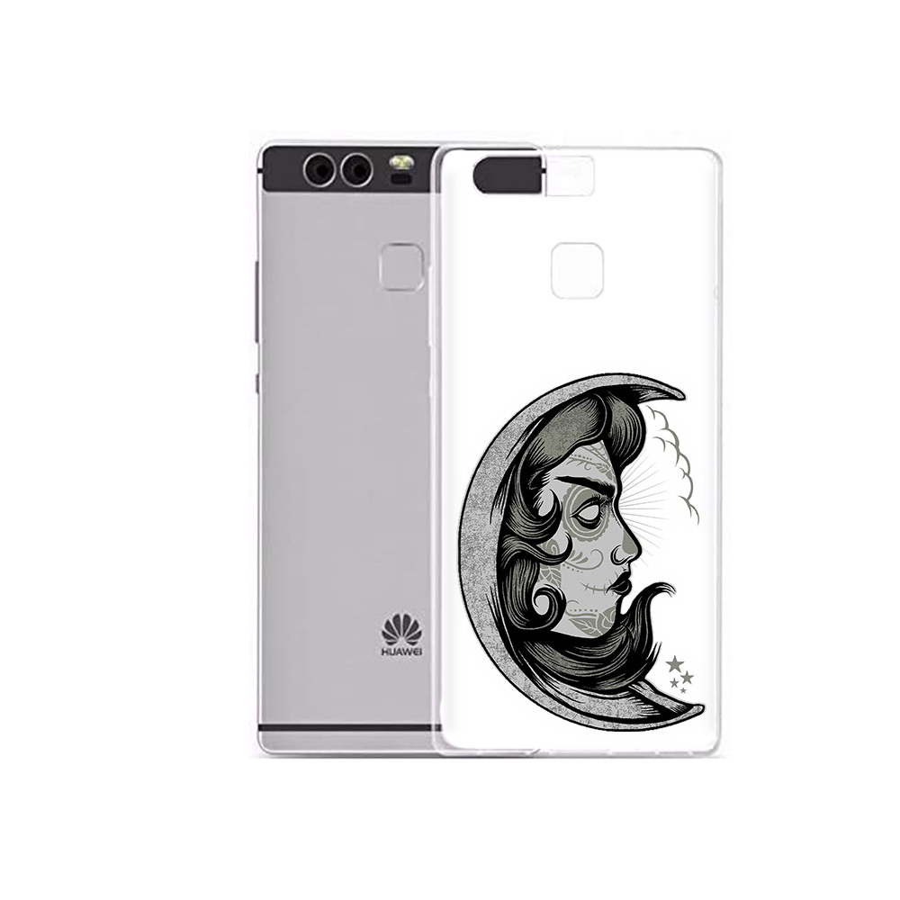 

Чехол MyPads Tocco для Huawei P9 Plus черно белая луна с лицом (PT31455.54.680), Прозрачный, Tocco