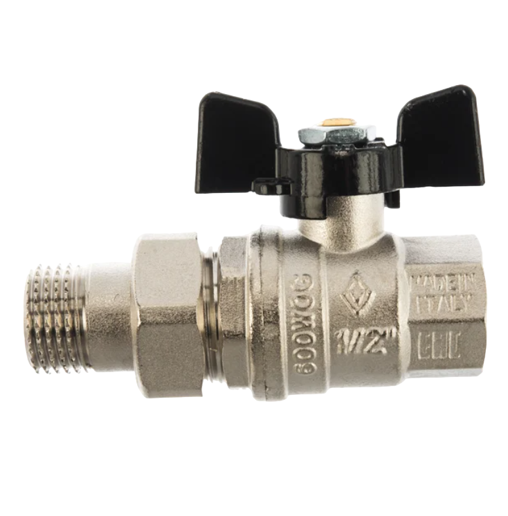 

Шаровый кран с полусгоном Bugatti OREGON 1/2" в/н бант артикул 3220027, Серебристый