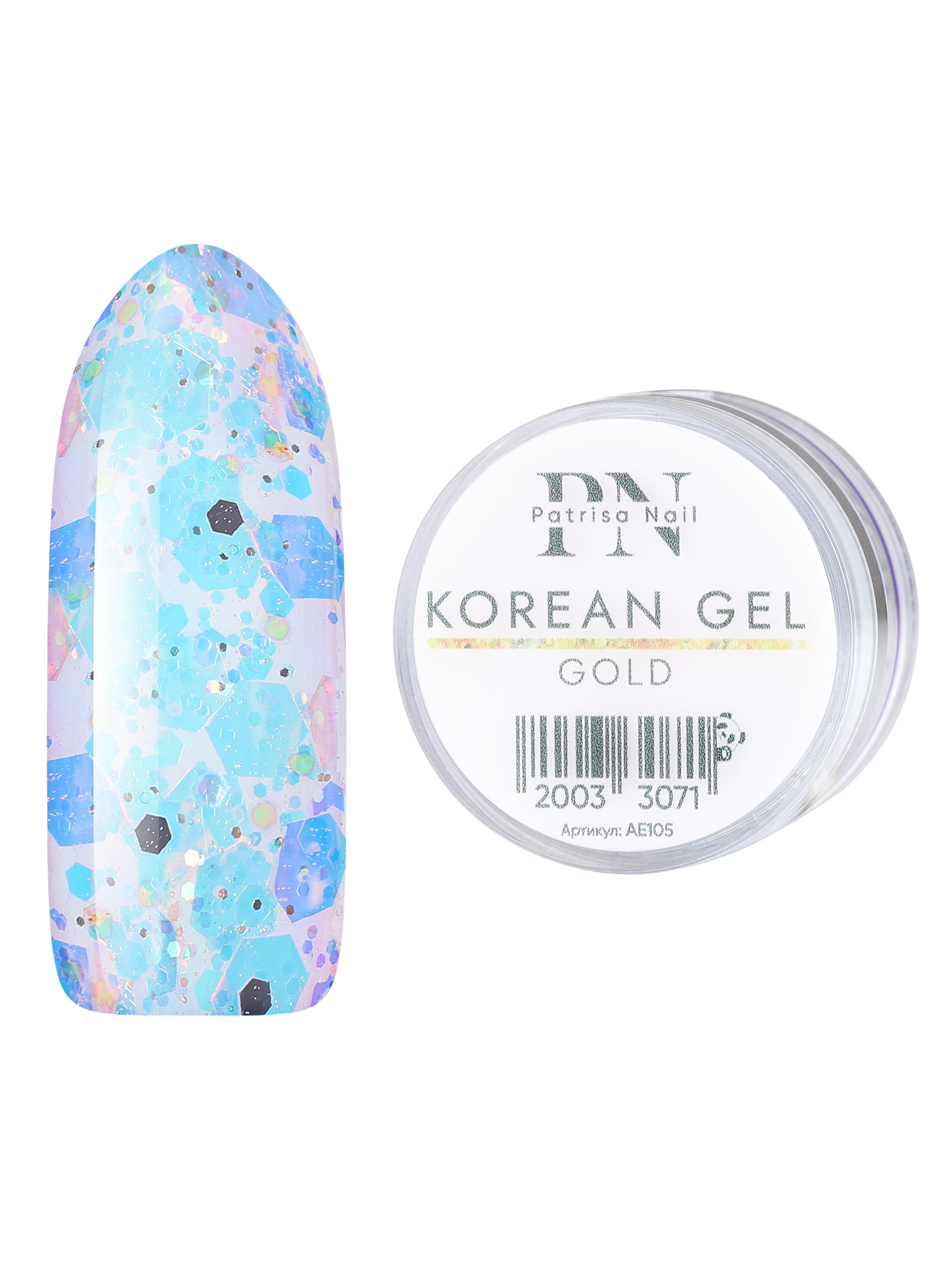 

Гель для дизайна ногтей Patrisa Nail KOREAN GEL Gold камифубуки, 5 г