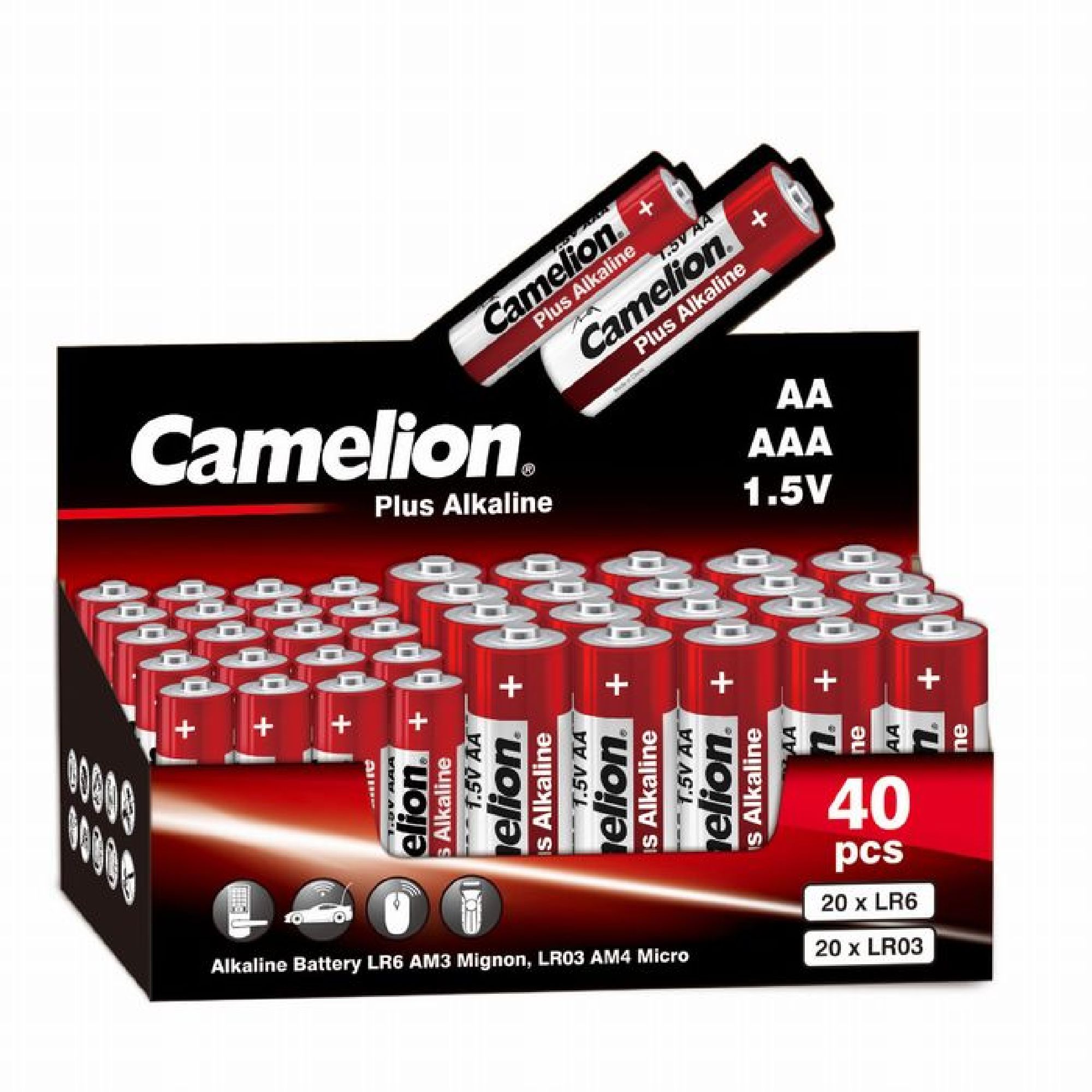 Батарейка Camelion Plus Alkaline 20LR6+20LR03-CB AA+AAA, 1,5V, 40 шт.