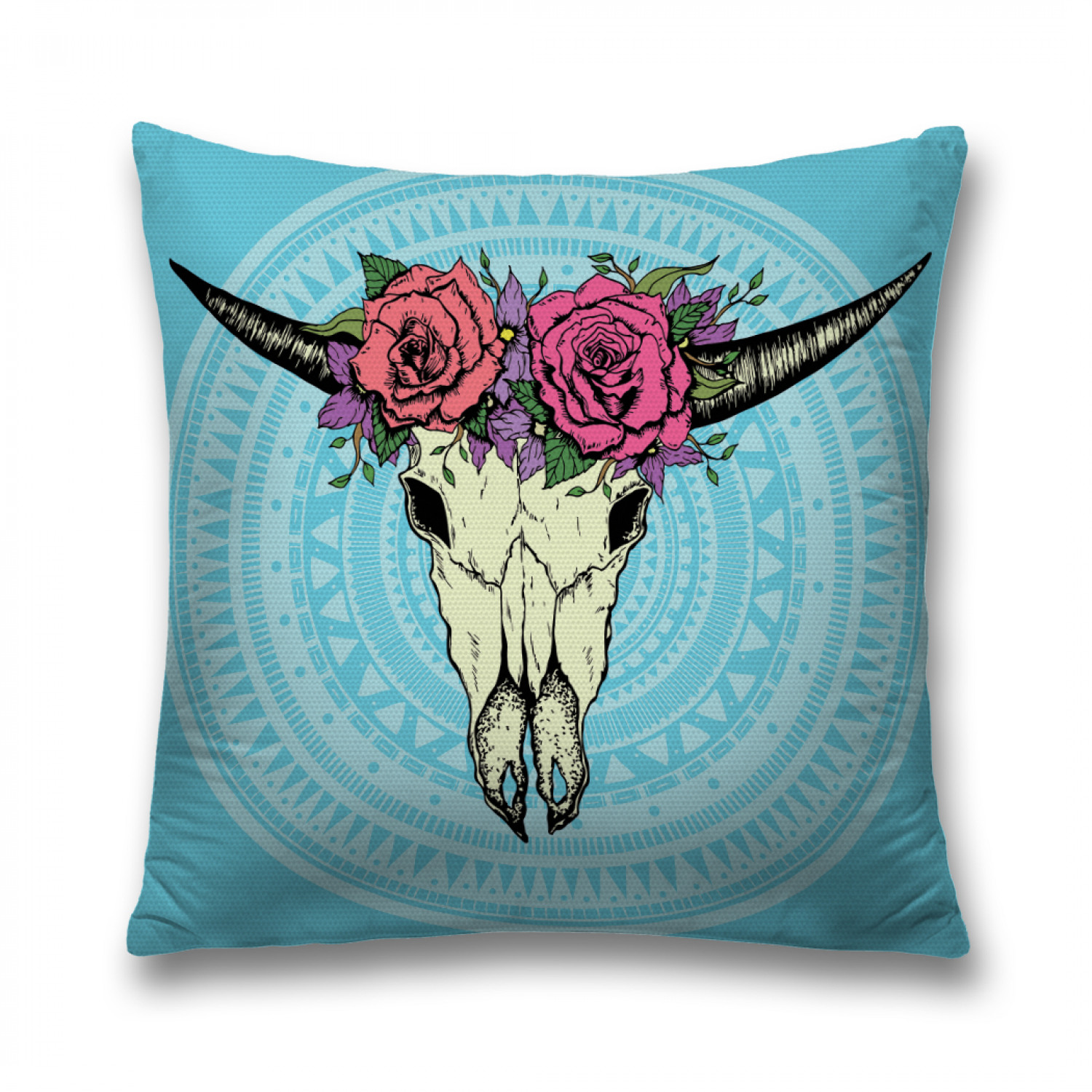 

Наволочка декоративная JoyArty "Череп быка с розами" на молнии, 45x45 см, Голубой, Череп быка с розами