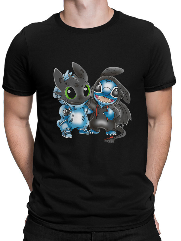 

Футболка мужская Design Heroes Стич и Дракон черная 2XL, Стич и Дракон