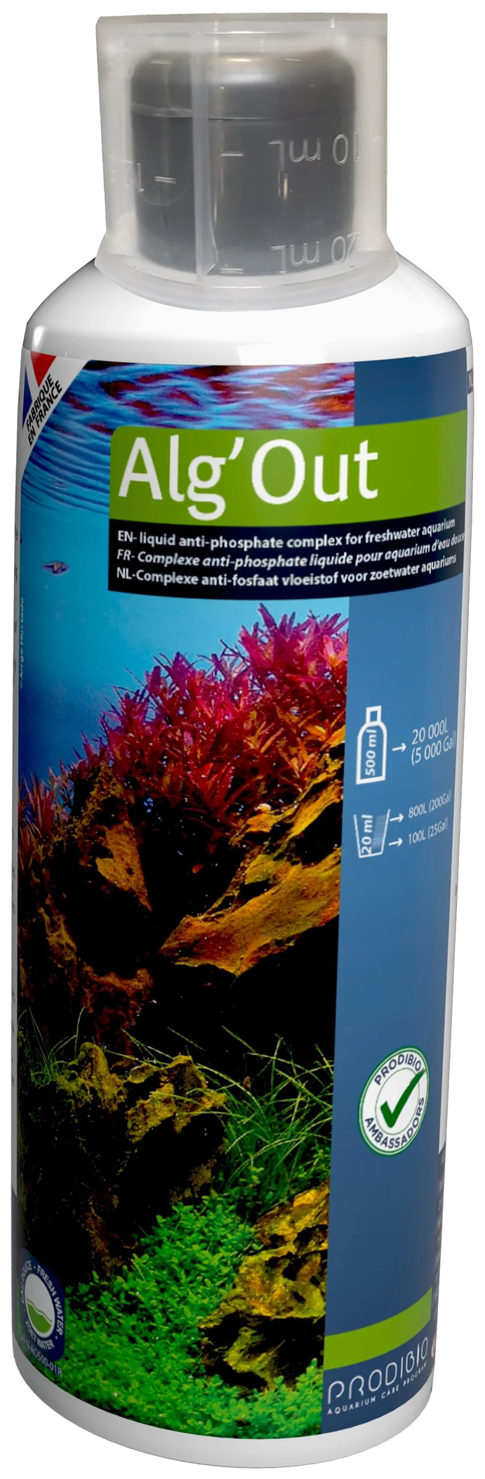 Кондиционер для пресноводных аквариумов Prodibio Alg`Out антифосфатный комплекс, 500 мл