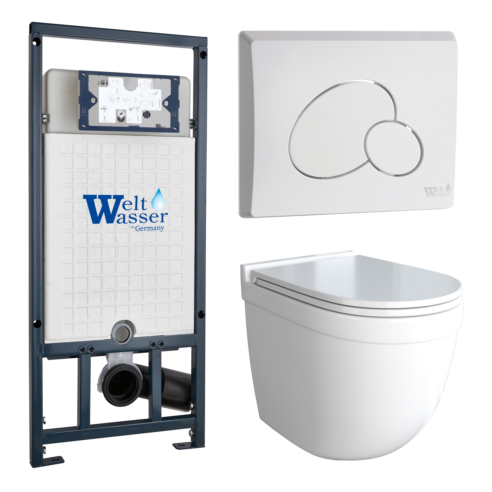 

Инсталляция Weltwasser Mar 507+Кнопка Mar 507RD GL-WT белая+Lava JK6011037 белый унитаз