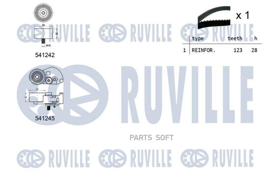 

Комплект Грм Hyundai/Kia 1.5/2.0/2.2Crdi 2001 = (Ролик 2Шт+Ремень 123X28 1Шт Ruville 55027