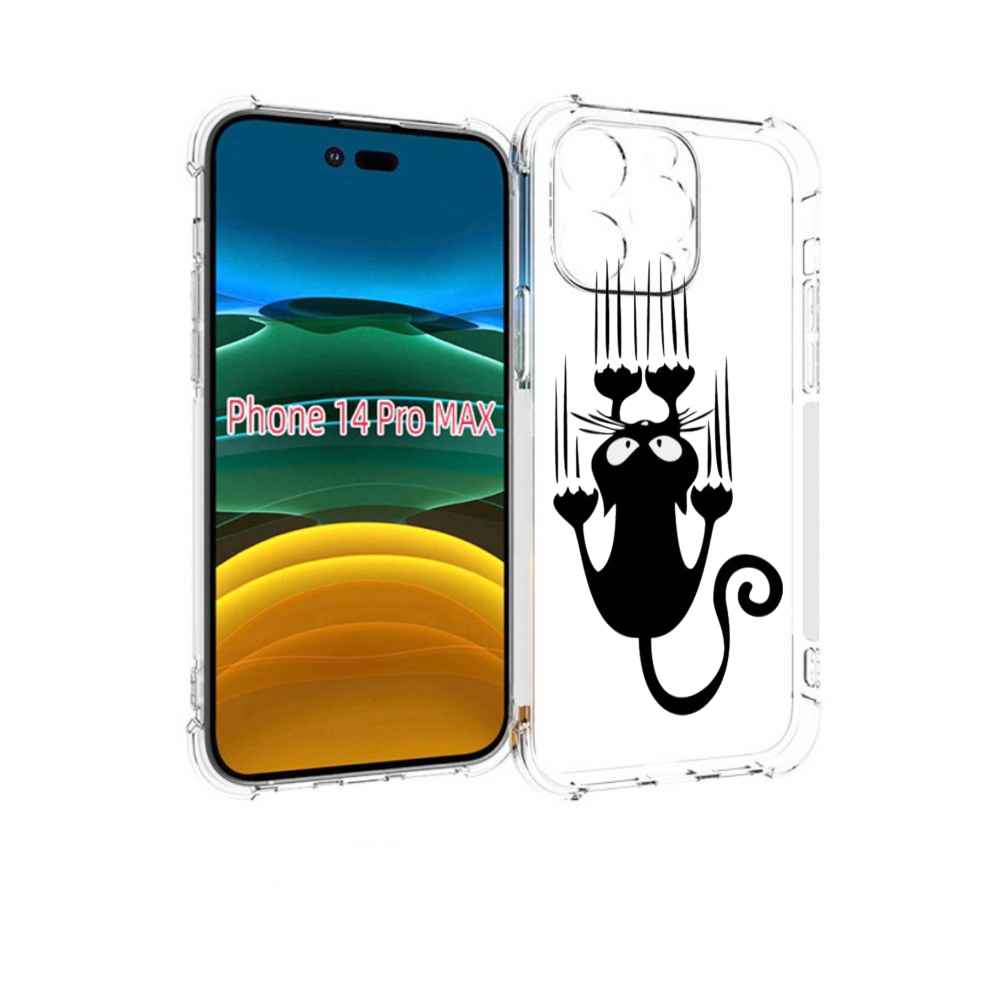 

Чехол MyPads Свисающий-кот для iPhone 14 Pro Max, Прозрачный, Tocco