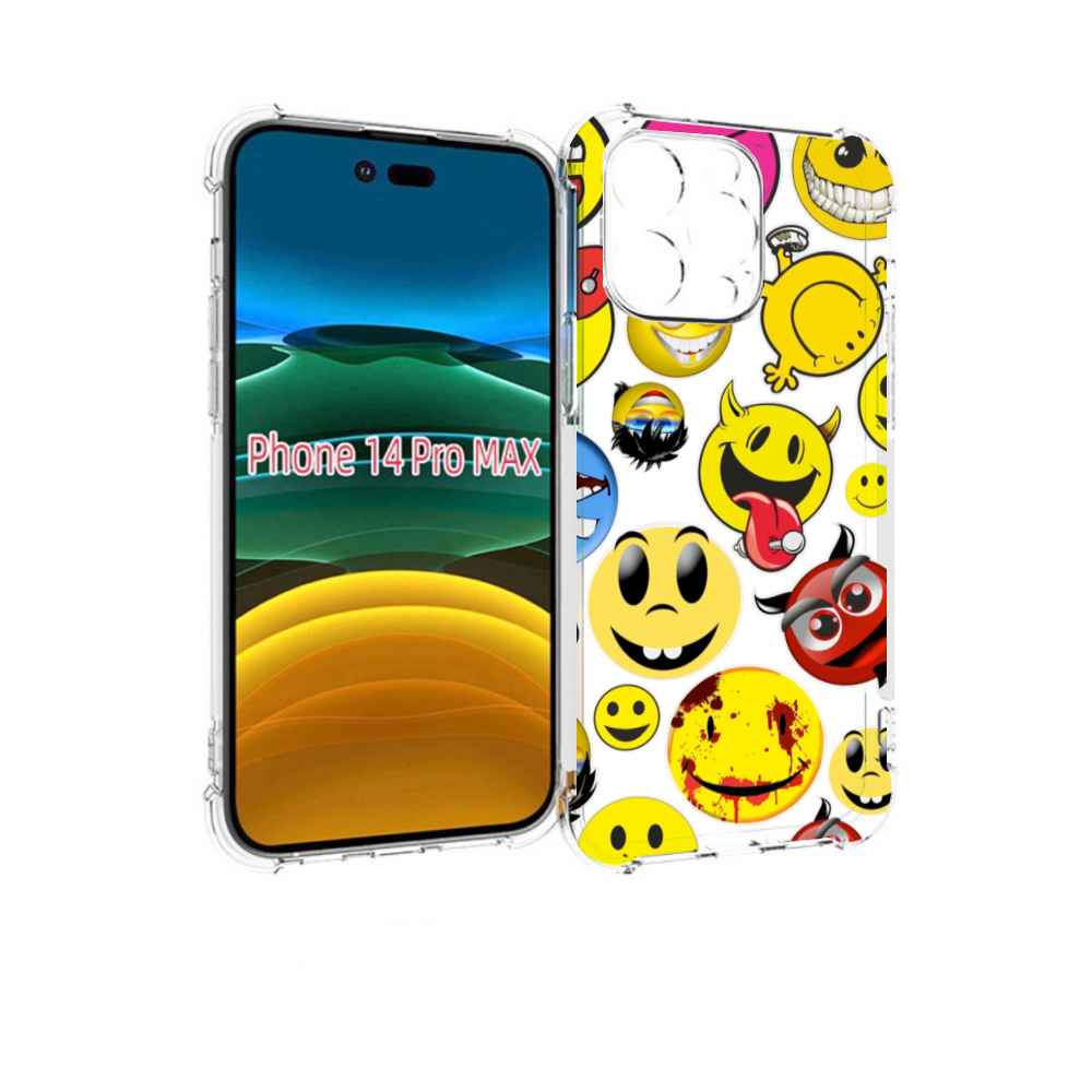 

Чехол MyPads Смайлики для iPhone 14 Pro Max, Прозрачный, Tocco