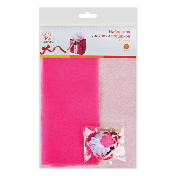 Набор для упаковки подарков АРТформат AF09-101-15 тишью матовая розовая жатая 0,55м