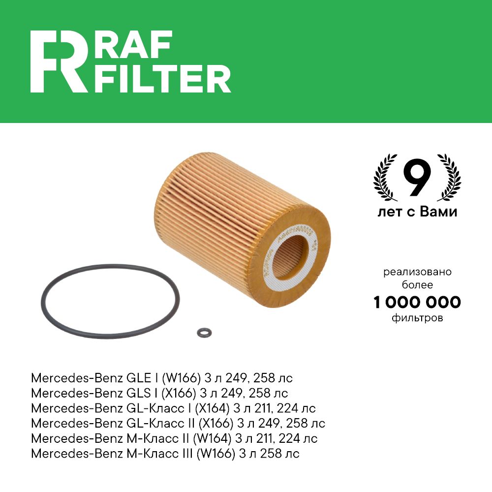 

Фильтр масляный RAF Filter ROF050 Mercedes GL x164 x166, GLS x166, M w164 w 166, S w221