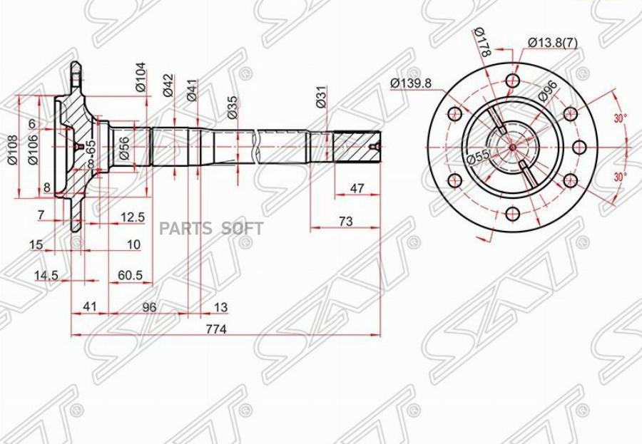 

SAT ST-42311-0K090 Полуось RR LH/RH TOYOTA HILUX/FORTUNER 05- 1шт