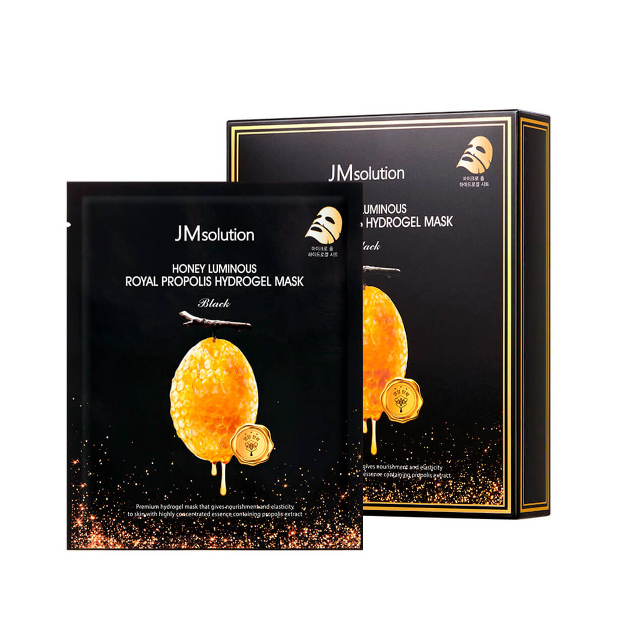 фото Гидрогелевая маска jmsolution honey luminous royal propolis hydrogel mask black, 3 шт jm solution