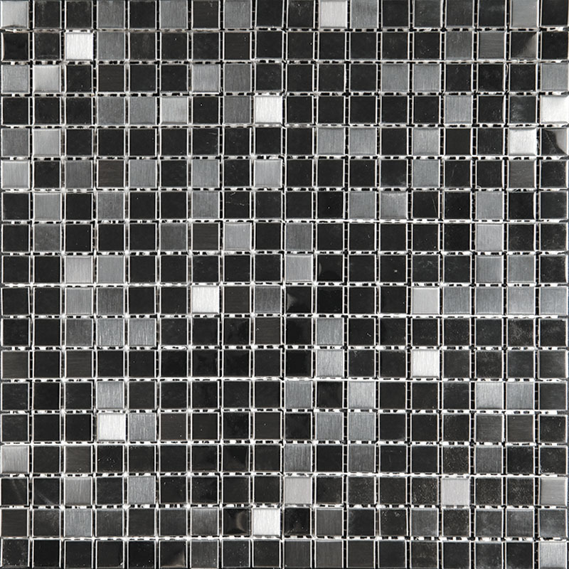 фото Мозаика из металла natural серебро черный квадрат mm-23