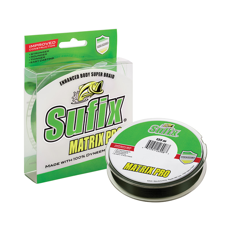 Леска плетеная Sufix Matrix Pro 0,2 мм, 135 м, 18 кг, green