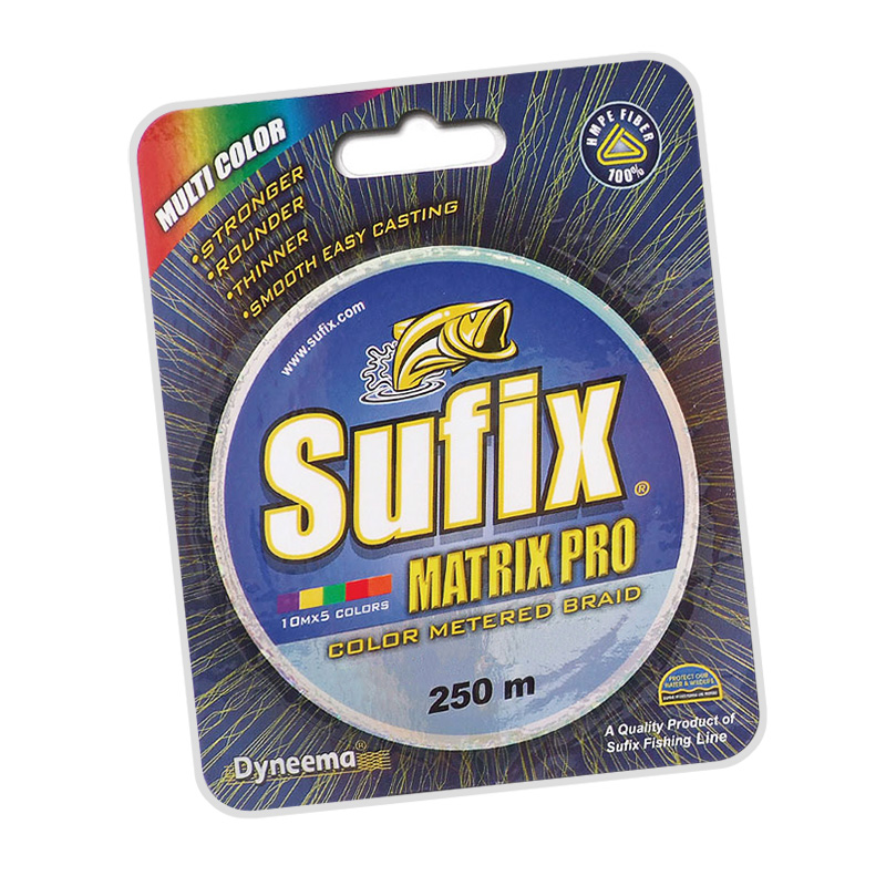 Леска плетеная Sufix Matrix Pro 0,18 мм, 250 м, 13 кг, multicolor