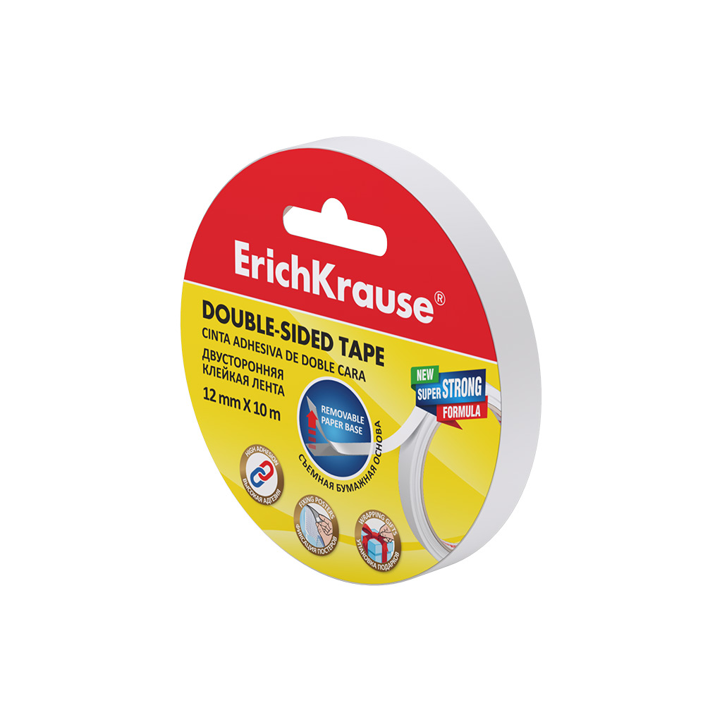 

Двусторонняя клейкая лента ErichKrause, 58741, прозрачная, 12ммх10м, Прозрачный
