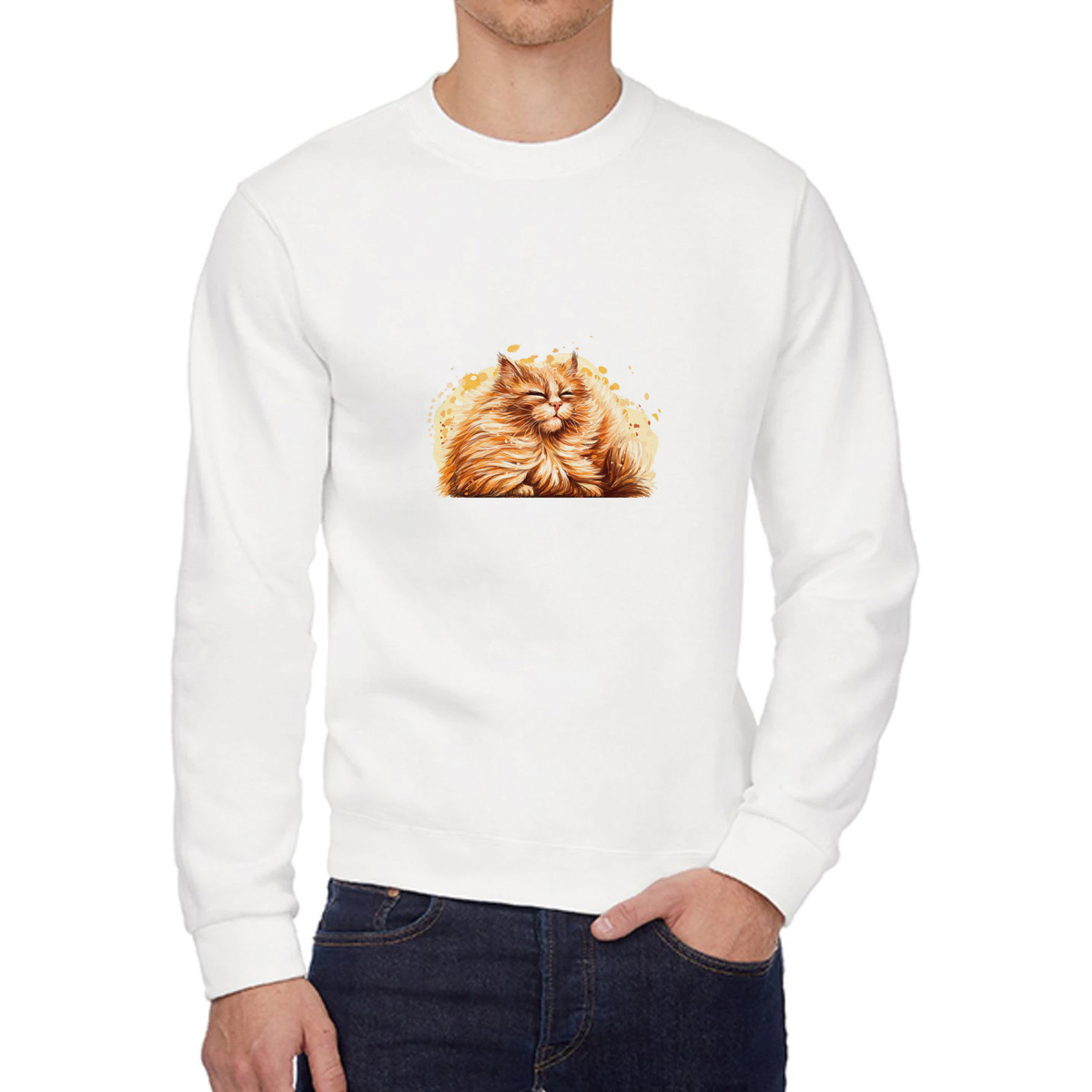 

Свитшот женский CoolPodarok Животные. Котик белый 42 RU, W0501594