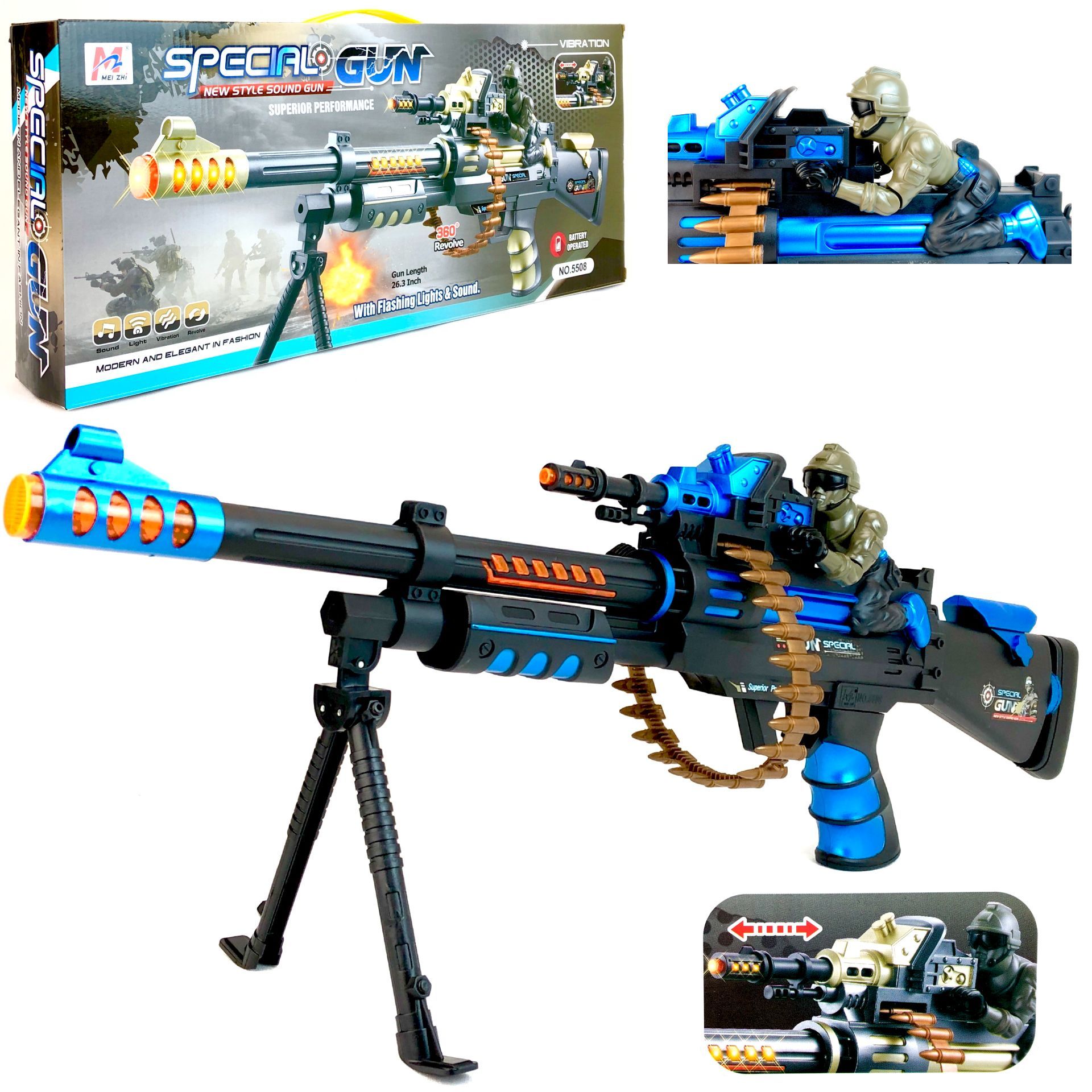 Большой игрушечный автомат Zhorya на сошках Special Gun, звук стрельбы, вибрация