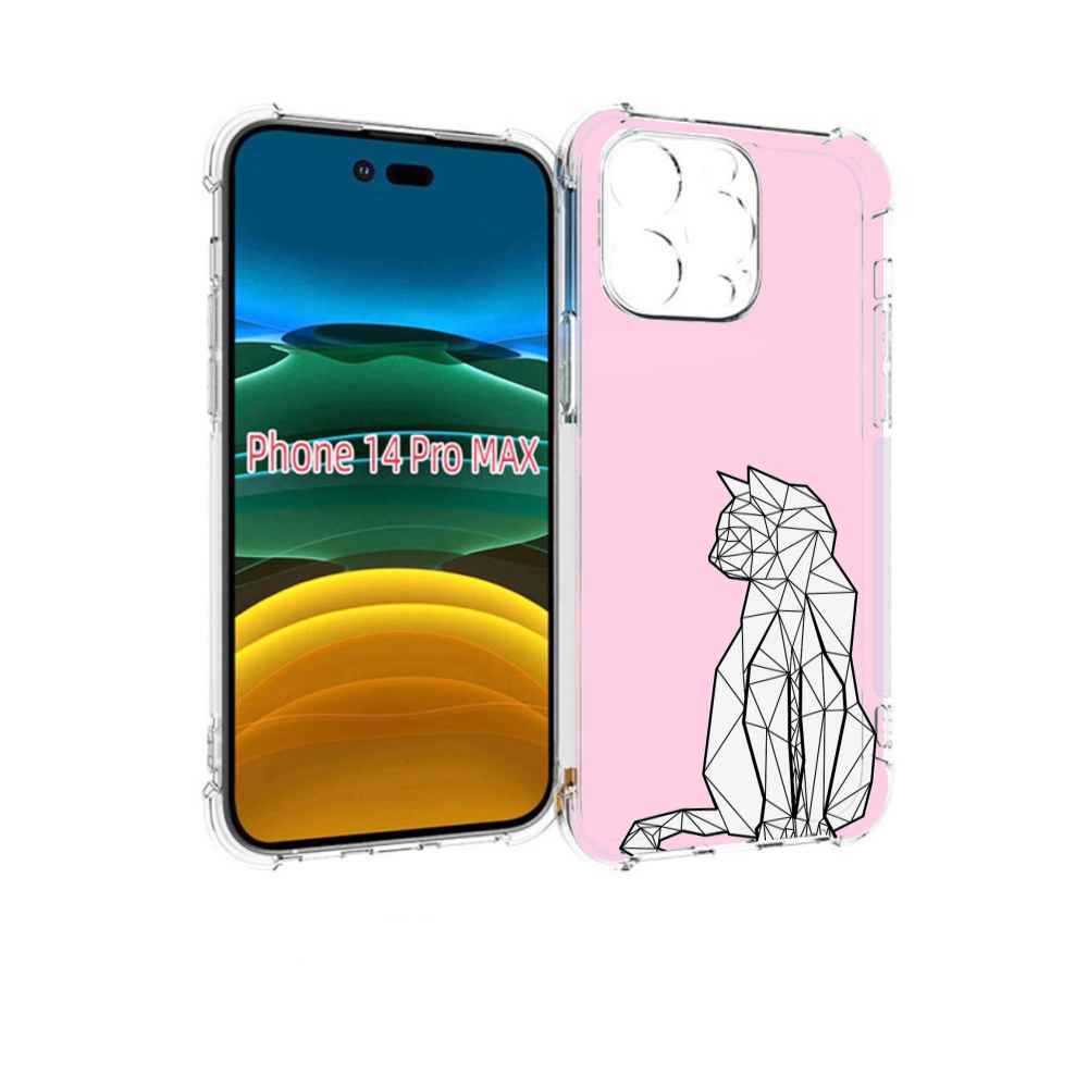 

Чехол MyPads белый котик с гранями для iPhone 14 Pro Max, Прозрачный, Tocco