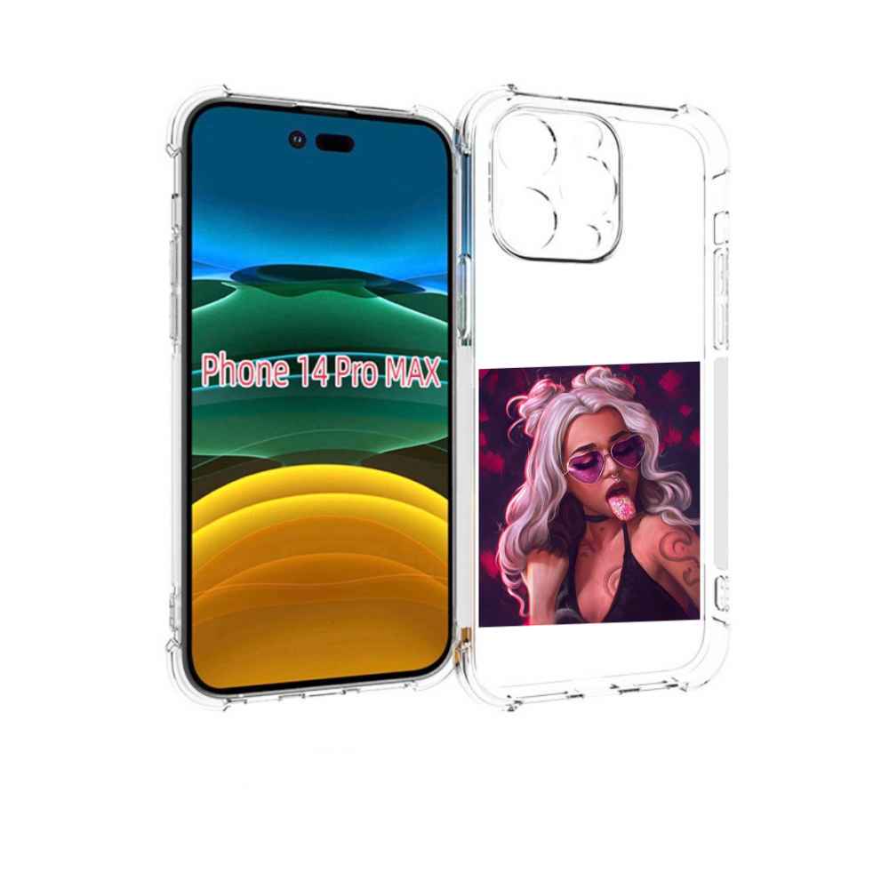 

Чехол MyPads блестящий-язык женский для iPhone 14 Pro Max, Прозрачный, Tocco