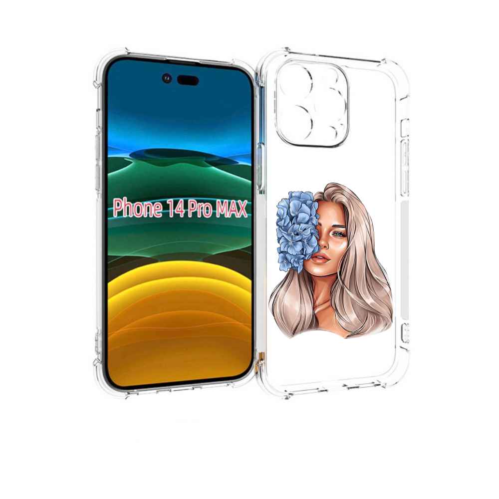 

Чехол MyPads блондинка-с-голубыми-цветами женский для iPhone 14 Pro Max, Прозрачный, Tocco