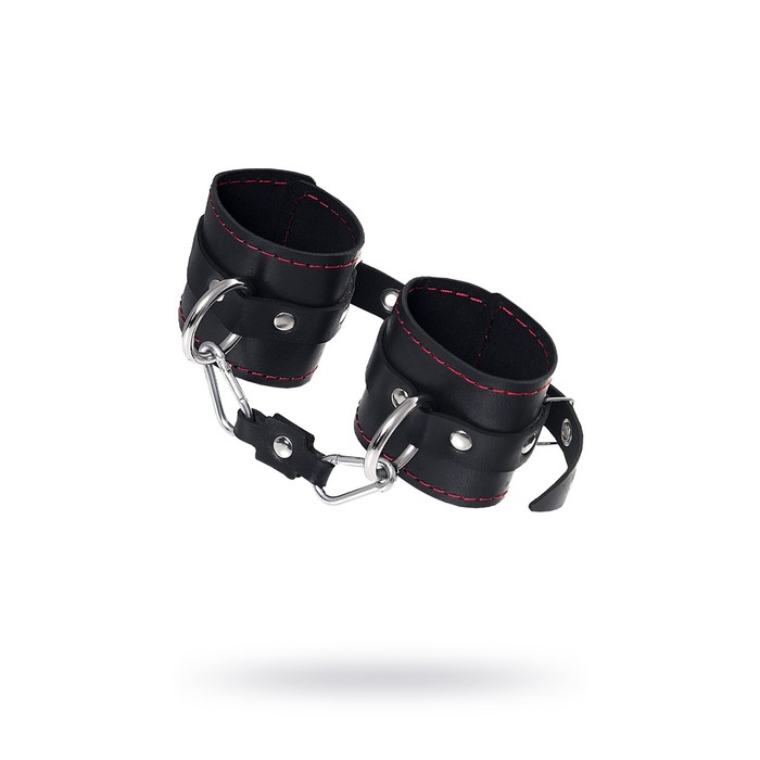 Наручники однослойные Pecado BDSM, с контрастной строчкой, натуральная кожа, черные