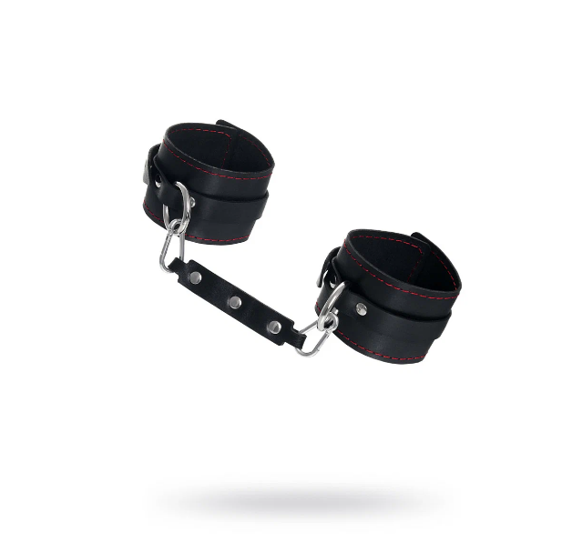Оковы однослои?ные Pecado BDSM, с контрастнои? строчкои?, натуральная кожа, черные