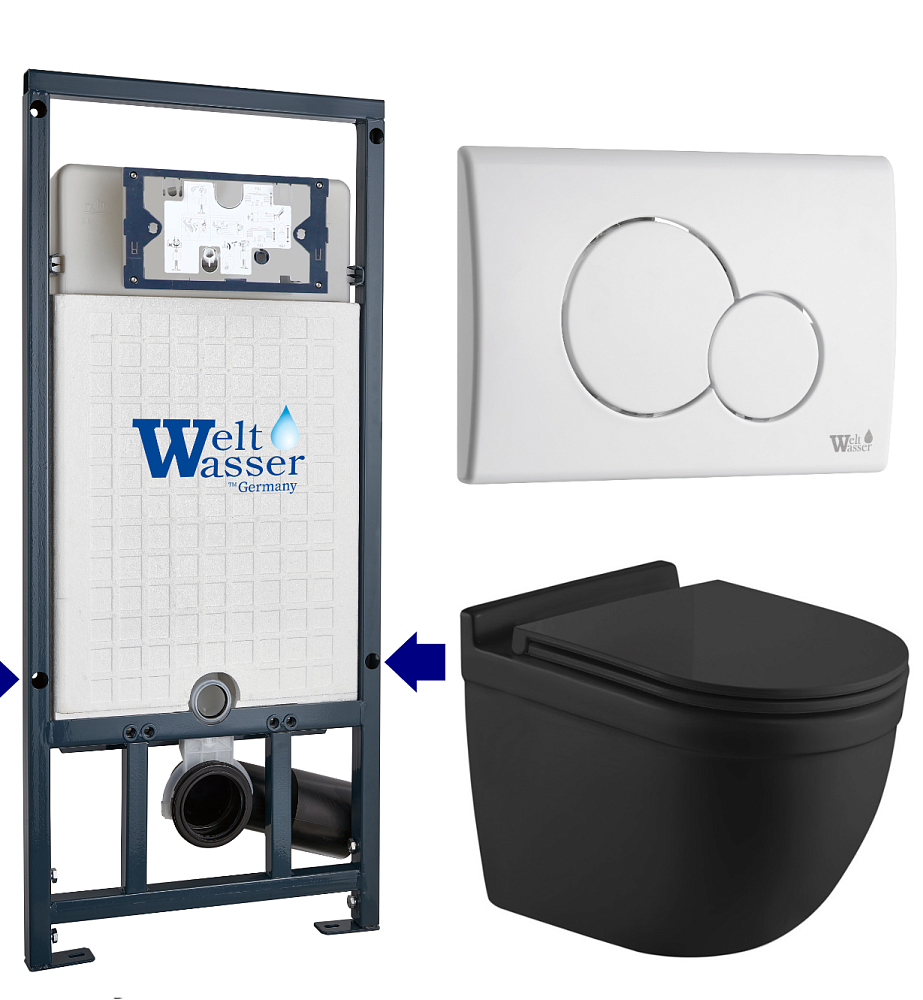 

Унитаз с инсталляцией WeltWasser MARBERG 507 + HEIMBACH 043 MT-BL + MAR 507 RD GL-WT