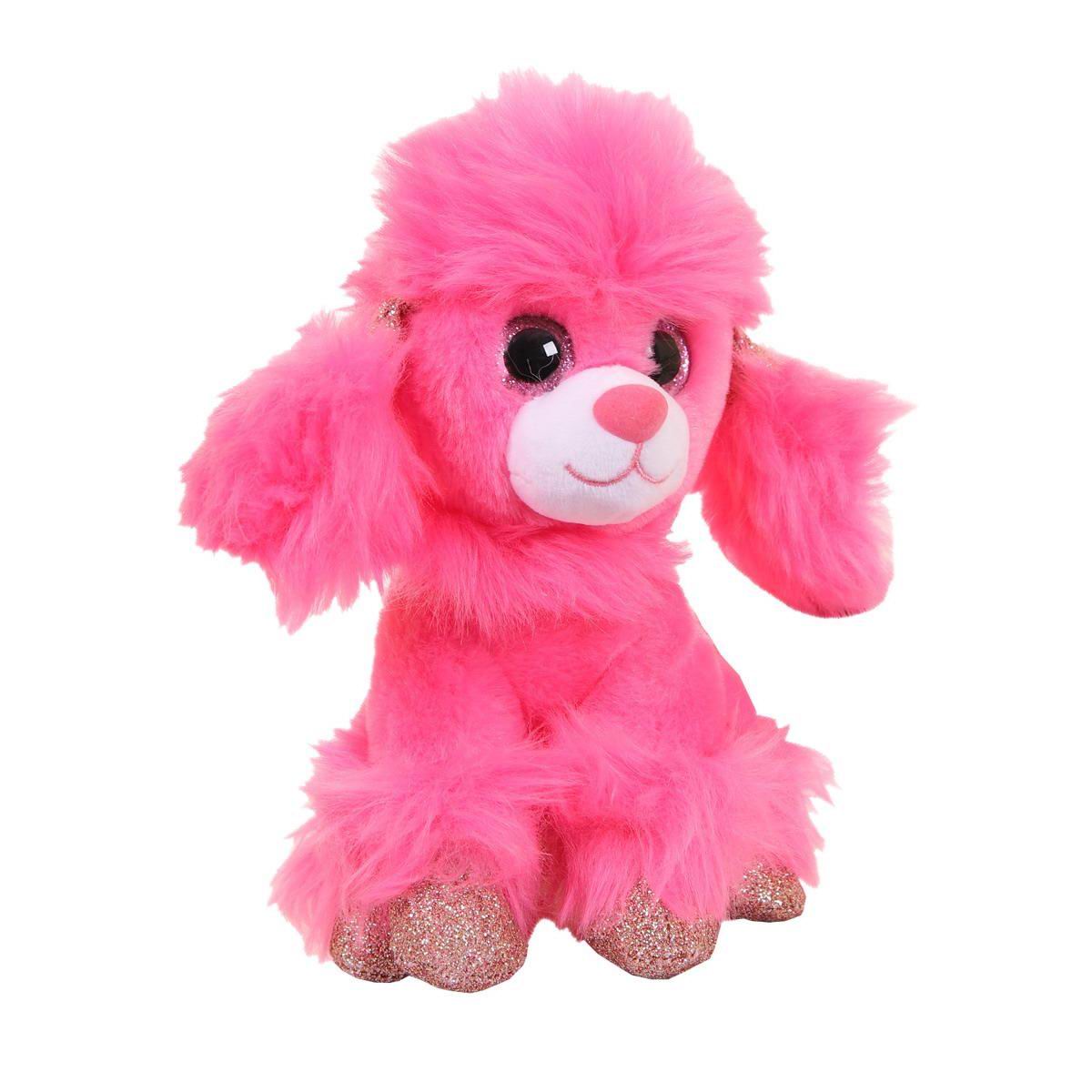 фото Мягкая игрушка собачка карамелька, ярко-розовая 14 см junfa toys ltd.