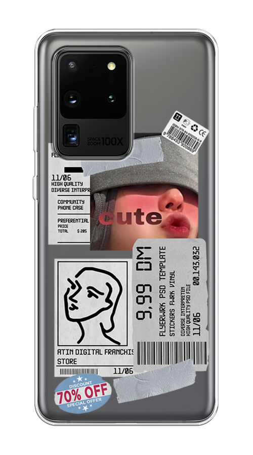 

Чехол на Samsung Galaxy S20 Ultra "Cute girl collage", Розовый;серый;голубой, 29450-6